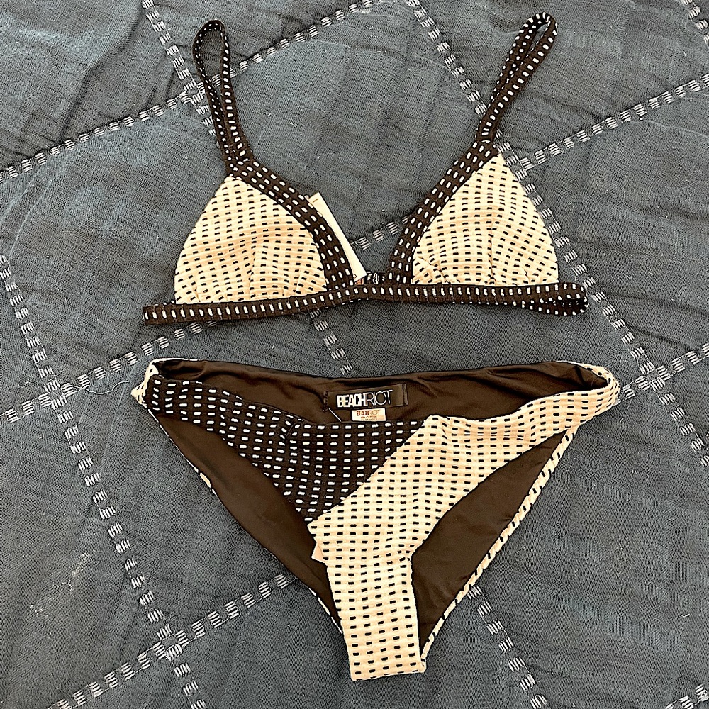 NWT Beach Riot Bikini Set Black and White Sz. M